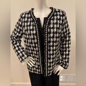Talbots Pearl-Trimmed Women’s Tweed Black & White Jacket, size 10